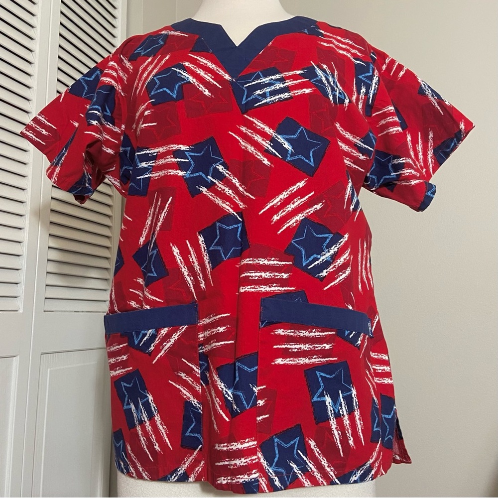 Tafford Red and Blue Star Print Women's Top